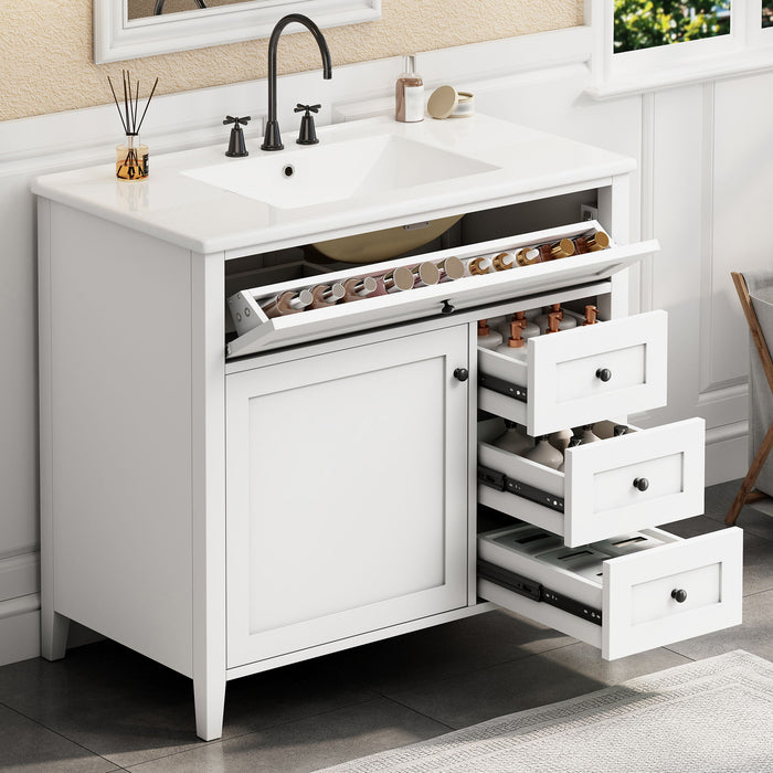 Bathroom Vanity With Sink, Cabinet With 3 Drawers And Adjustable Shelf Hearth and Haven