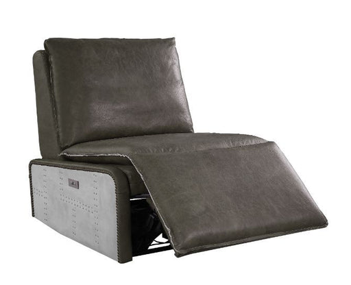 Metier - Power Motion Recliner - Gray Top Grain Leather & Aluminum ACME