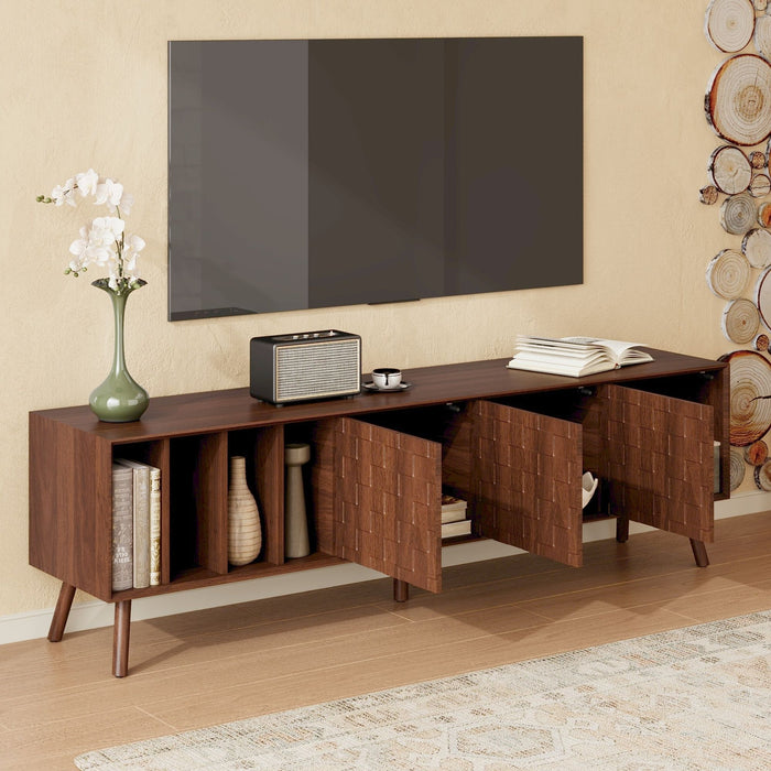 TV Stand With 5 Legs, Media Console Table For Tvs Up To 75" - Walnut Hearth and Haven
