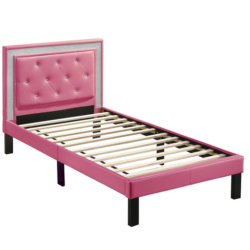 Glamours Style Bed With Diamond Tufted Padded Headboard Home Essentials