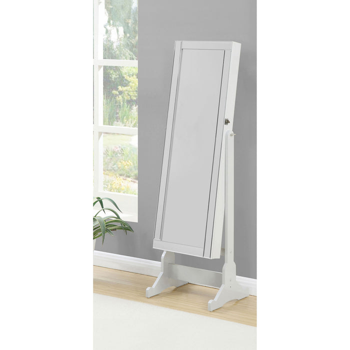 Rosalba - Jewelry Cheval Mirror With Tilting Full Length Mirror And Hidden Storage - Light Gray Furniture Max