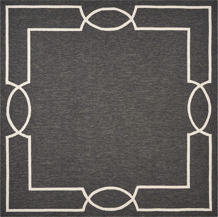 2' X 3' Hand Hooked UV Treated Bordered Indoor / Outdoor Accent Rug - Onyx Black