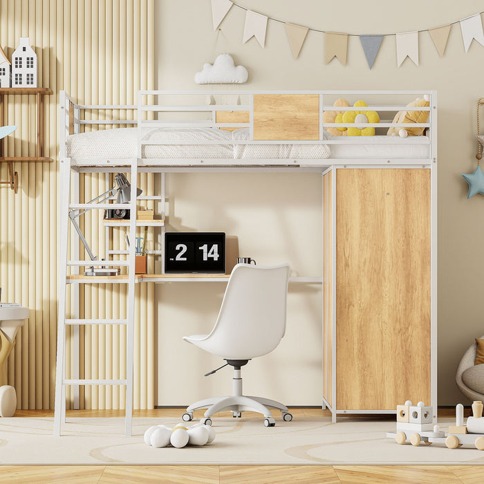 Loft Bed With L Shape Desk And Wardrobe Halcyon Home