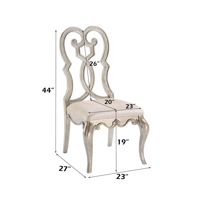 Esteban - Side Chair (Set of 2) - Ivory Velvet & Antique Champagne ACME
