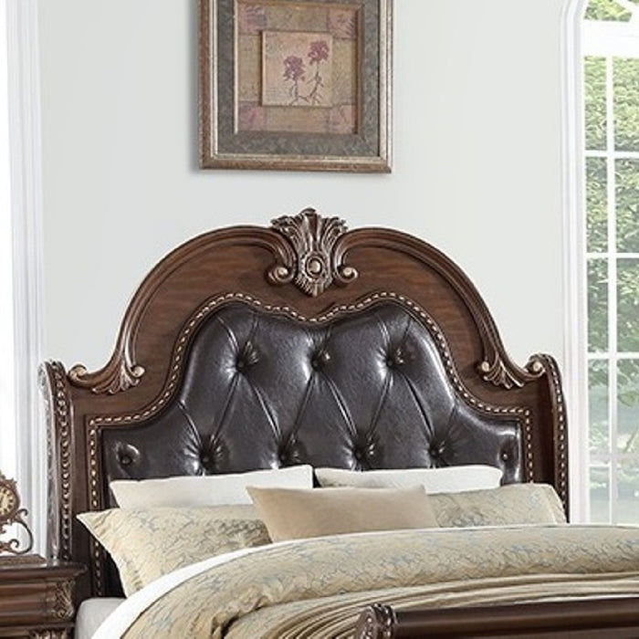 Bed & Carved Padded And Button Tufted Headboard Home Essentials