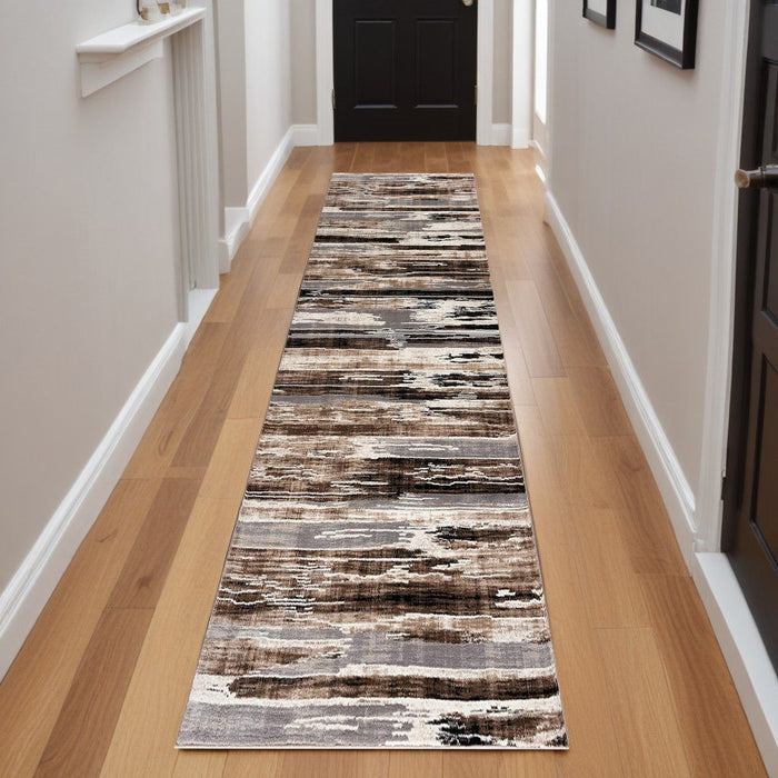 20' x 2.3' Striped Dhurrie Runner Rug - Beige
