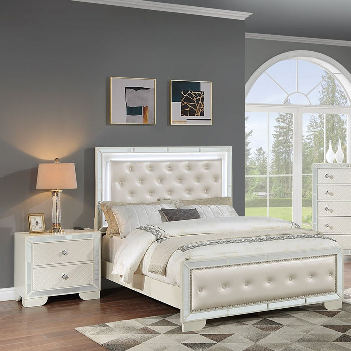3 Piece Bedroom Set, Bed With LED Lights And 2 Nightstands Home Essentials