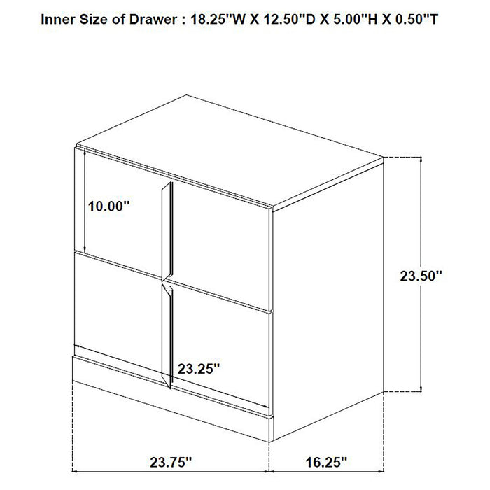 Lauryn - 2 Drawer Nightstand - Gloss White Furniture Max