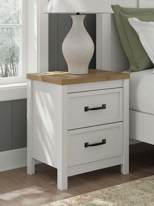 Kerisden - Two Drawer Night Stand - White / Brown Signature Design by Ashley®