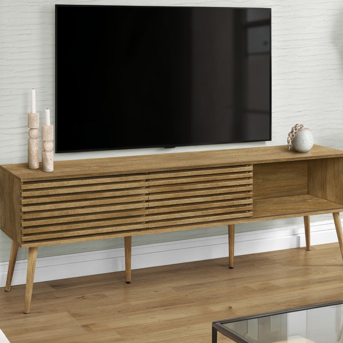 TV Stand, 72 Inch, Media Entertainment Center, Storage Cabinet, Console, Storage Shelves, Contemporary & Modern - Walnut 8th Street
