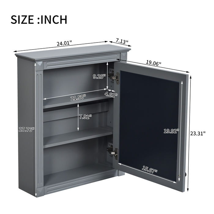 Wall Mounted Bathroom Storage Cabinet With Mirror, Medicine Cabinet With Height Adjustable Shelf Hearth and Haven