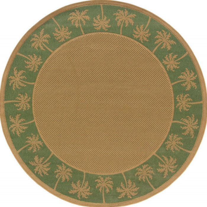 8' X 8' Round Stain Resistant Outdoor & Indoor Area Rug - Beige