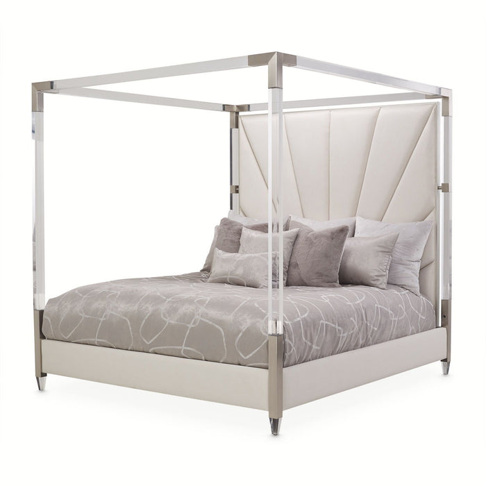 Penthouse - Eastern King Canopy Bed - Frosted Linen / Ash Gray