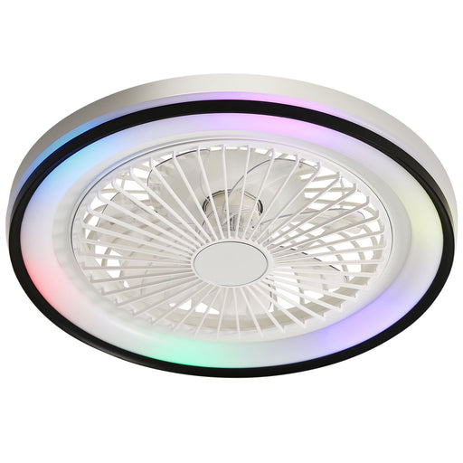 RGB Dimmable LED Enclosed Ceiling Fan With Light Flush Mount Bladeless, 6 Speed, Remote Control - White Daily Nest