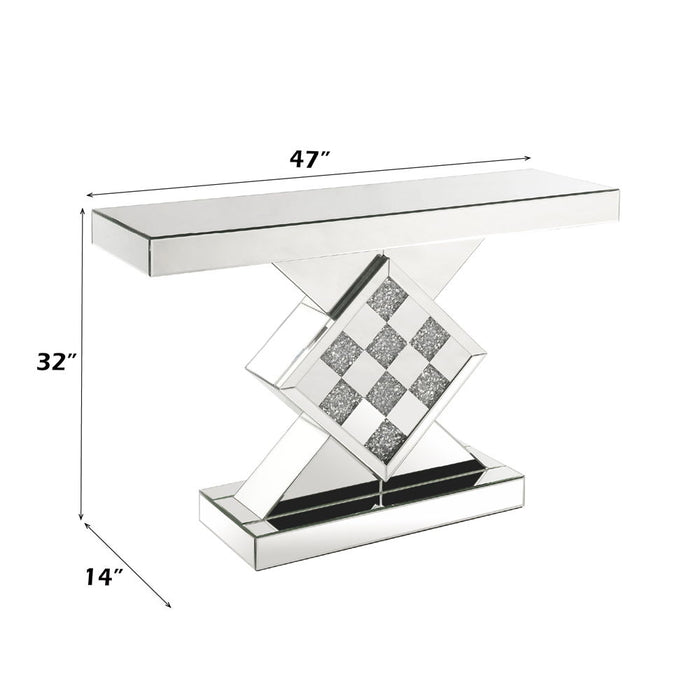 Noralie - 47" X 14" Console Table - Mirrored & Faux Diamonds ACME