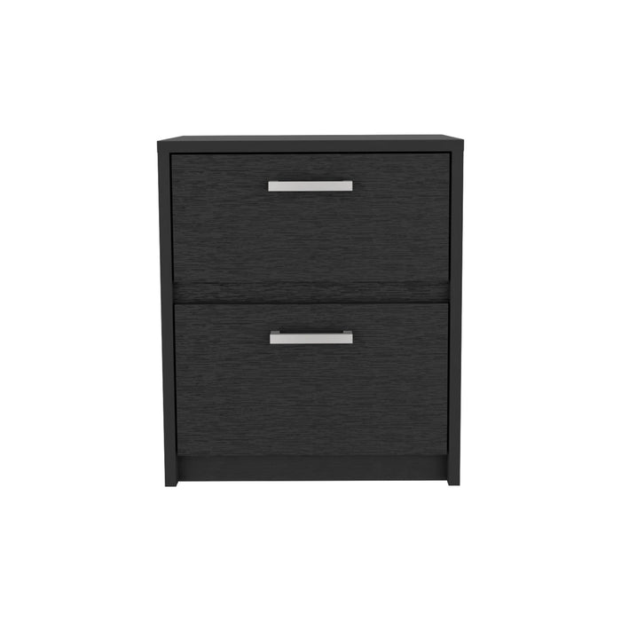 15.7" x 12.7" x 18.6" Two Drawer Nightstand - Black
