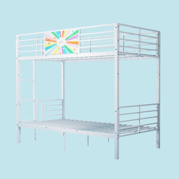Bunk Bed, Convertible To 2 Separate Twin Size Beds & Full Length Guardrail & Ladder, No Box Spring Needed - White Home Essentials