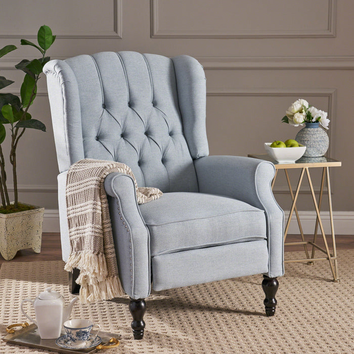 Armchair Recliner With Pushback Mechanism And Wingback Design Noble House
