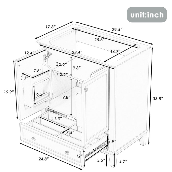 Modern Bathroom Vanity Base Only With Doors And Drawer Hearth and Haven