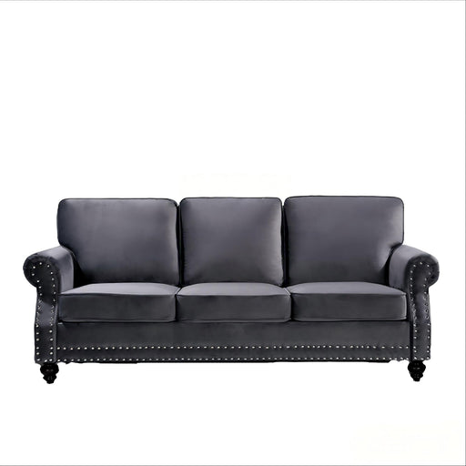 3 Seater Sofa With Nailhead Trim And Turned Legs For Living Room US Pride