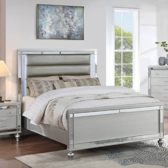 Bed With LED Lights, Tufted Headboard Home Essentials