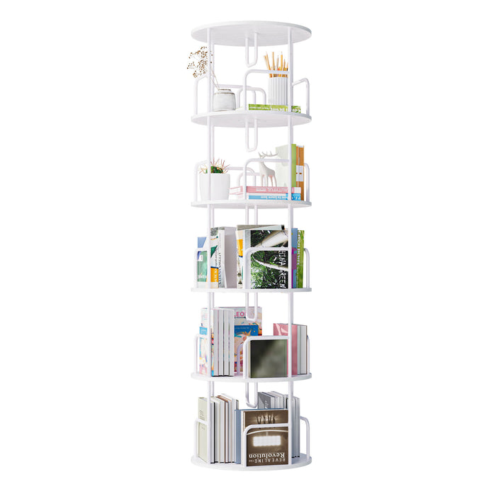 Rotating Bookshelf Tower 5 Tier Spinning 360 Degree Revolving Storage Shelf Home Essentials