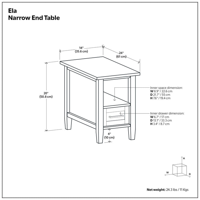 Ela - Narrow End Table - Brown Simpli-Home