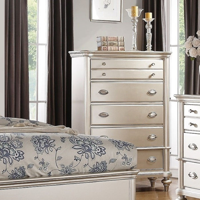 Bedroom Furniture Chest Of Drawers, 5 Drawer Storage - Champagne / Silver / Gray Home Essentials