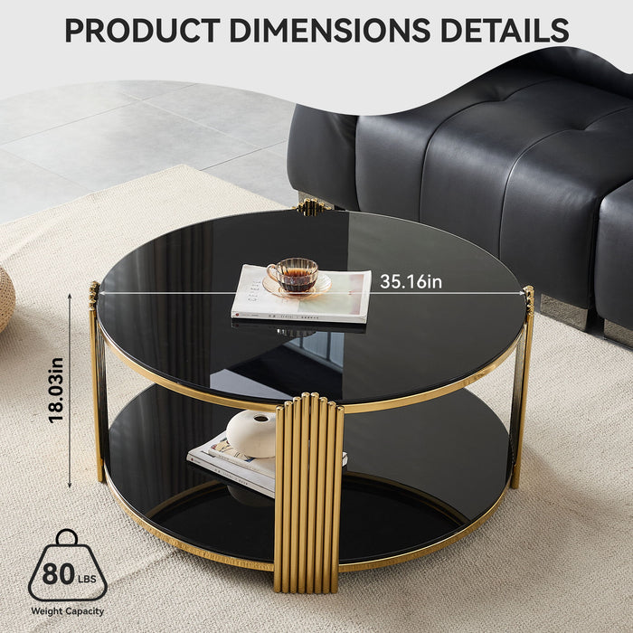 Round Table With Double Layer Storage Home Essentials