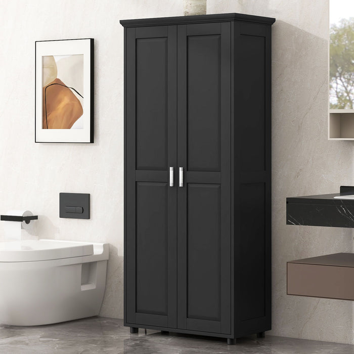 Storage Cabinet With Adjustable Shelves, 2 Doors, Rectangle Design For Bathroom Hearth and Haven