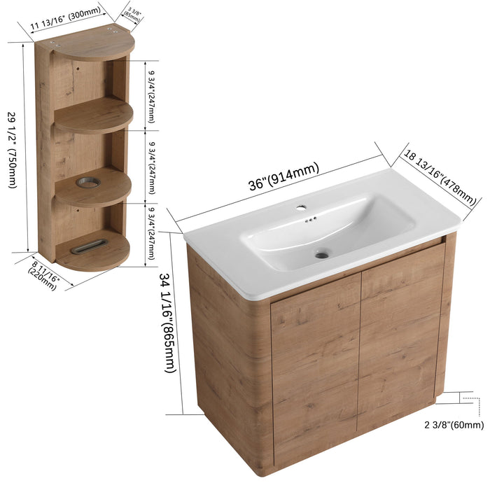 Freestanding Bathroom Vanity With Sink, 2 Soft Close Doors & Storage Rack Home Essentials