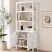 Modern Tall Storage Bookcase Cabinet With 2 Open Shelves & Double Doors Noble House