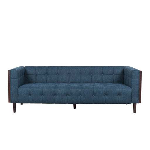 Contemporary Mid-Century Charm 3 Seater Sofa With Button Tufted Waffle Stitching Noble House