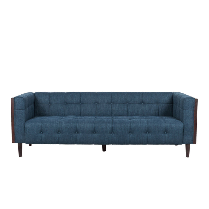 Contemporary Mid-Century Charm 3 Seater Sofa With Button Tufted Waffle Stitching Noble House