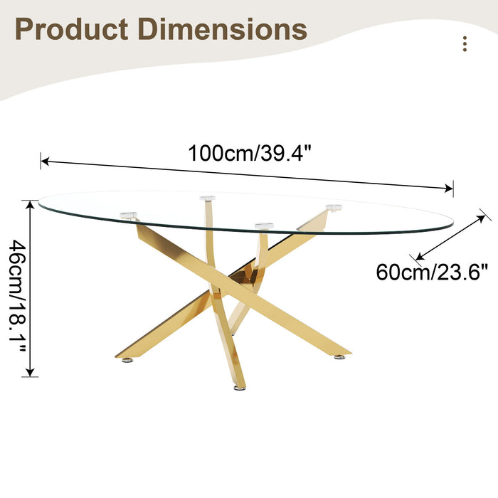 Oval Coffee Table For Living Room - Gold Home Essentials