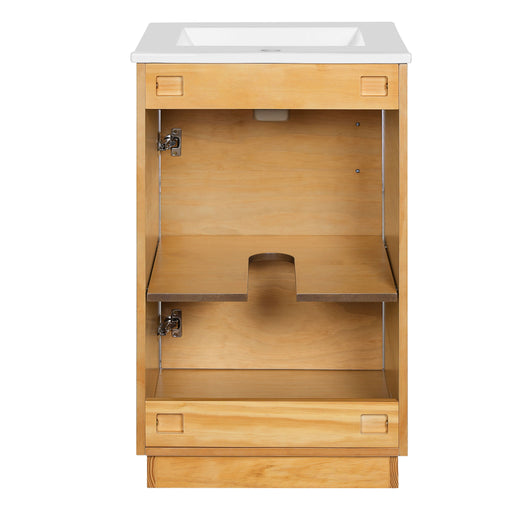 Bathroom Vanity With Sink, Freestanding Single Cabinet With Soft Closing Door And Adjustable Shelf - Natural Wood Hearth and Haven