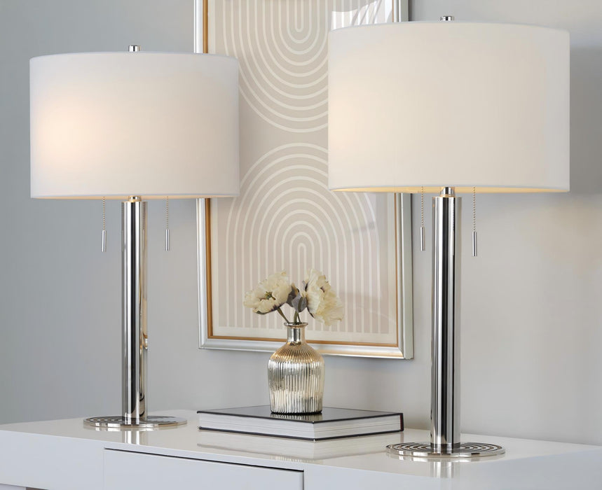 Master - 29" Contemporary Table Lamp (Set of 2) - Polished Nickel / White Lumi Source