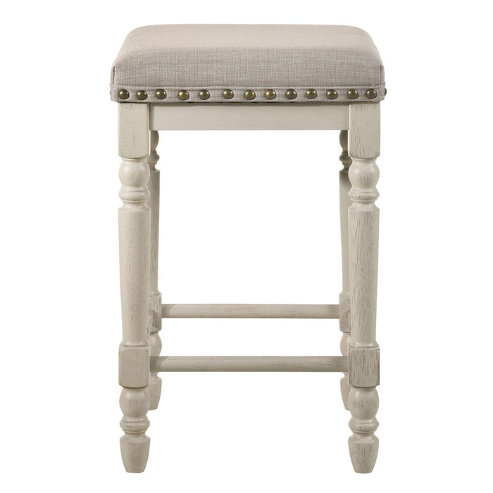 Tasnim - Counter Height Stool (Set of 2) - Tan Fabric & Antique White ACME