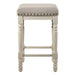 Tasnim - Counter Height Stool (Set of 2) - Tan Fabric & Antique White ACME
