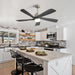 52" Ceiling Fan With Dimmable LED Light, 5 Blades, Reversible DC Motor - Nickel Daily Nest