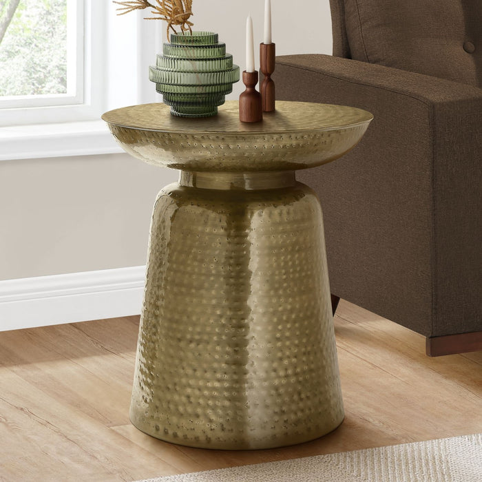 Drum Accent Side Table, Hammered Texture 8th Street