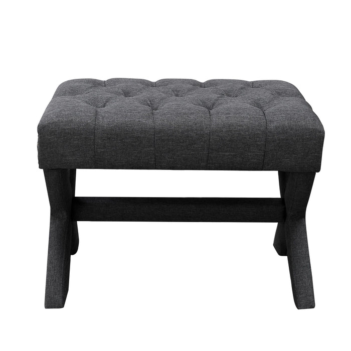 Linen Tufted Ottoman - Gray