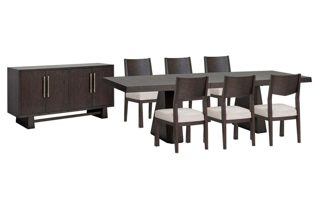 Tauren - 8 Piece Extendable Double Pedestal Dining Table Set Magnussen Furniture