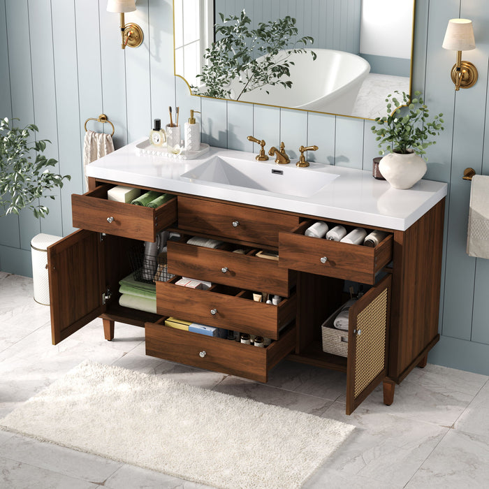 Bathroom Vanity With Sink, 5 Legs, Soft Close Drawers Noble House