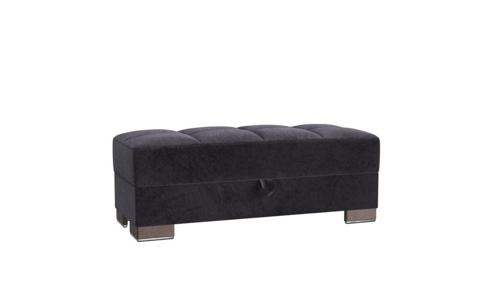 Microfiber Tufted Storage Ottoman - Black / Brown