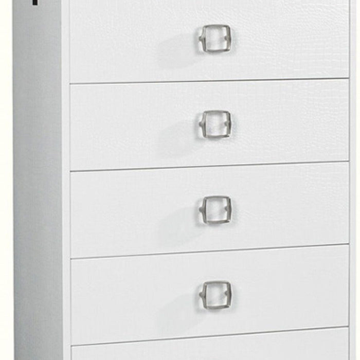 Solid Wood Stainless Steel Six Drawer Chest - White