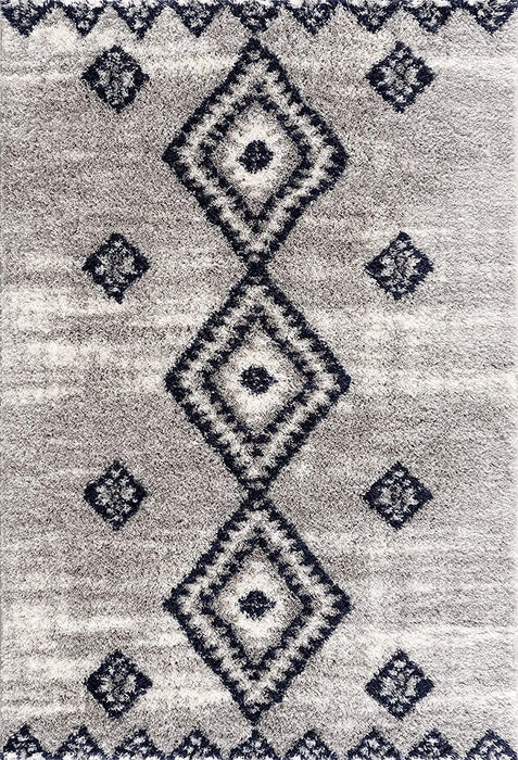 8' x 11' Boho Chic Area Rug - Gray And Navy
