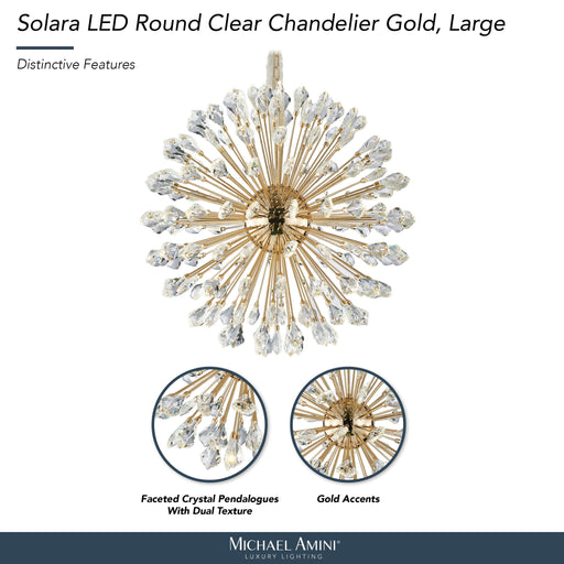 Michael Amini Lighting - Solara 32" Round Crystal LED Chandelier - Gold Michael Amini