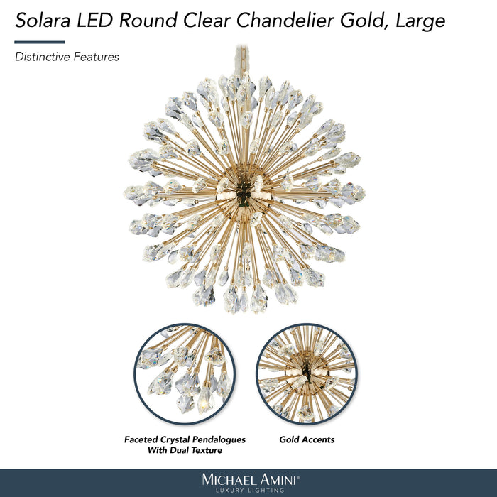 Michael Amini Lighting - Solara 32" Round Crystal LED Chandelier - Gold Michael Amini