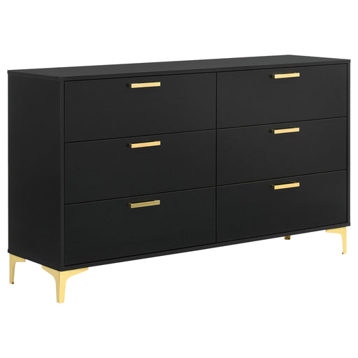 Lexie - 6 Drawer Rectangular Dresser - Black Furniture Max